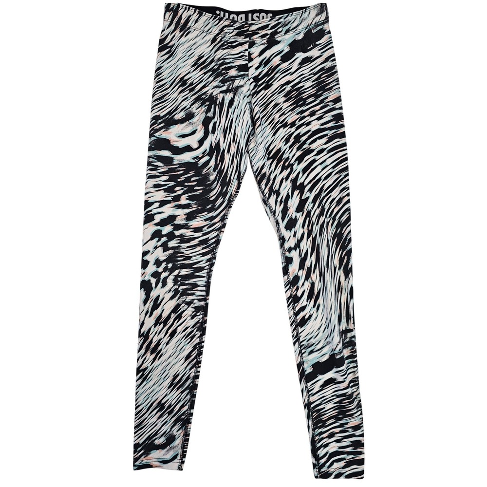 Nike Just Do It Womens Small Black White Abstract Warp Print Athletic Leggings